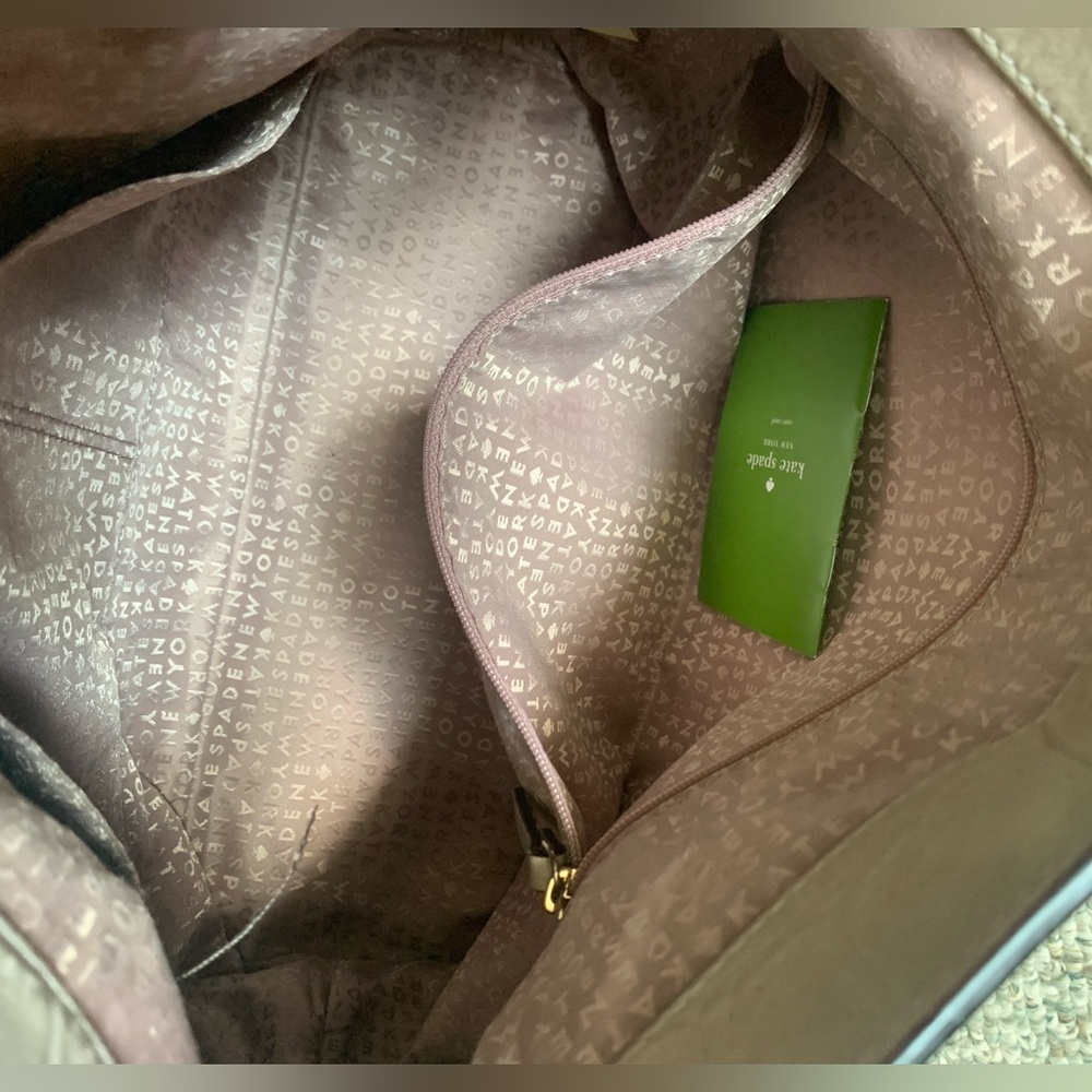 Kate Spade Kelly Anne Croc Embossed Leather Shoulder Bag Soft Taupe Blush - Picture 9 of 10